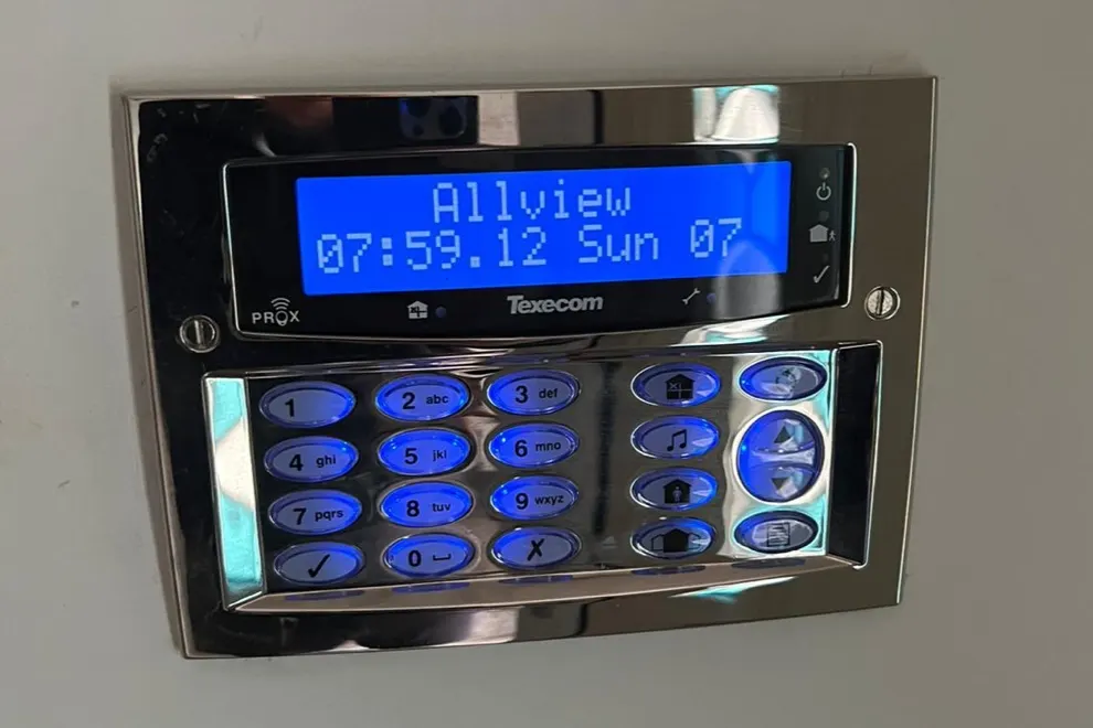 Texecom alarm keypad installed by Allview Electrical